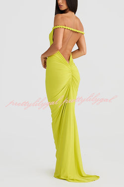 Sexy Halter Neck Open Back Pleated Slim Fit Maxi Dress