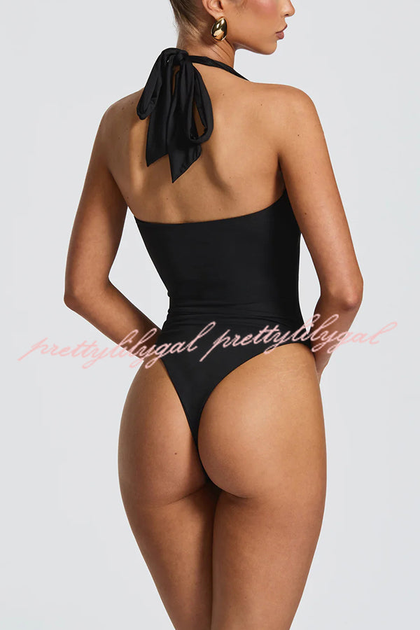 Odele U-shaped Neck Halter Straps Stretch Bodysuit