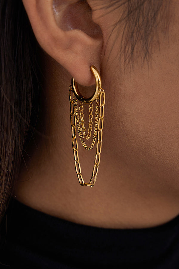 Stylish Titanium Steel Tassel Chain Earrings