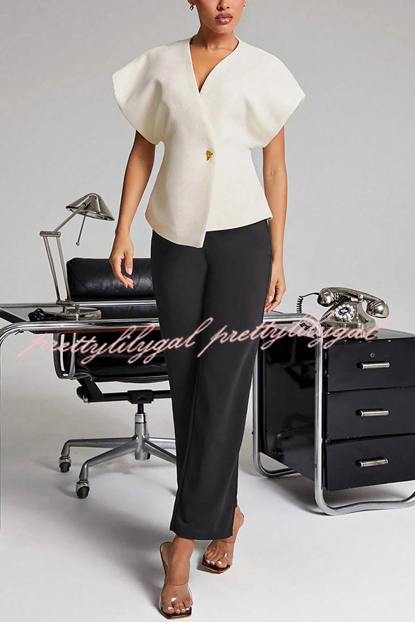 Fashion Button V-neck Asymmetrical Suit Vest