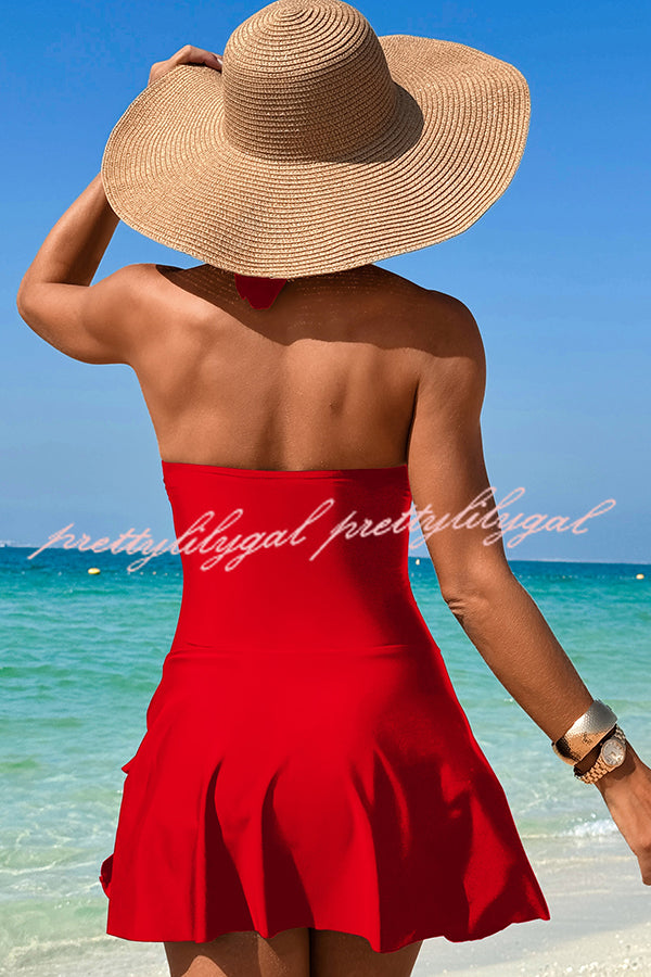 Fashionable Halterneck Waist Hollow Stretch One-piece Swimsuit