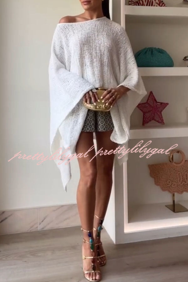 Sunny Somewhere Knit Batwing Sleeve Loose Cover-up Cape