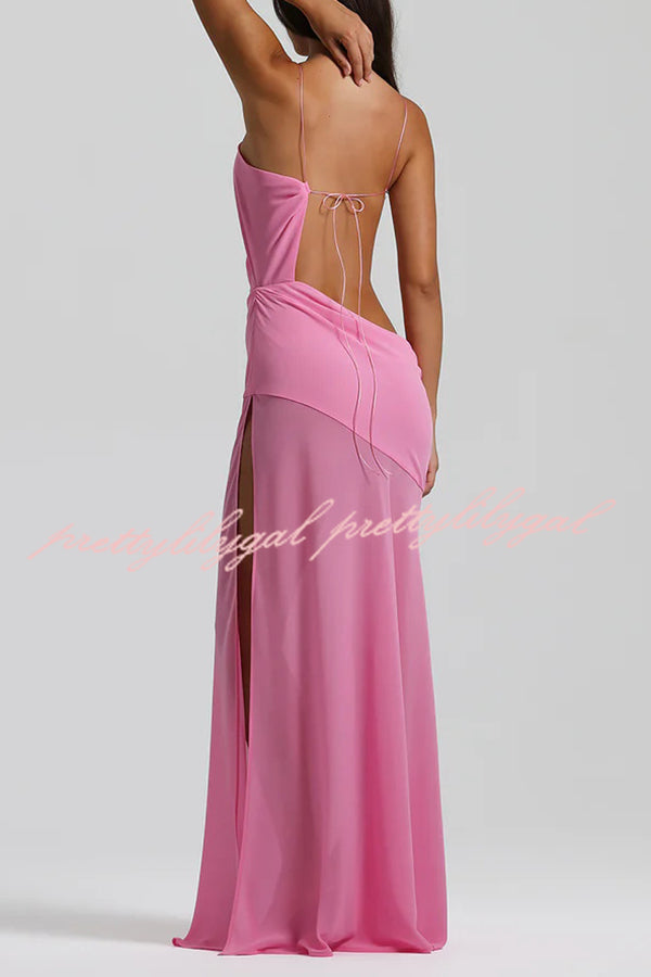 Sexy Halter Waist-baring Backless Lace-up High-slit Maxi Dress