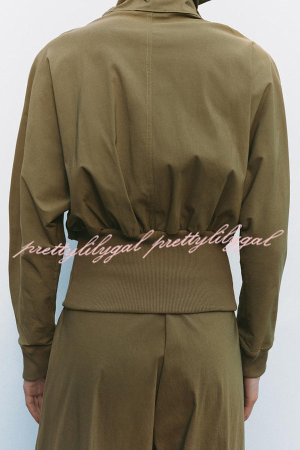 Fashionable High-neck Long-sleeved Zippered Simple Jacket