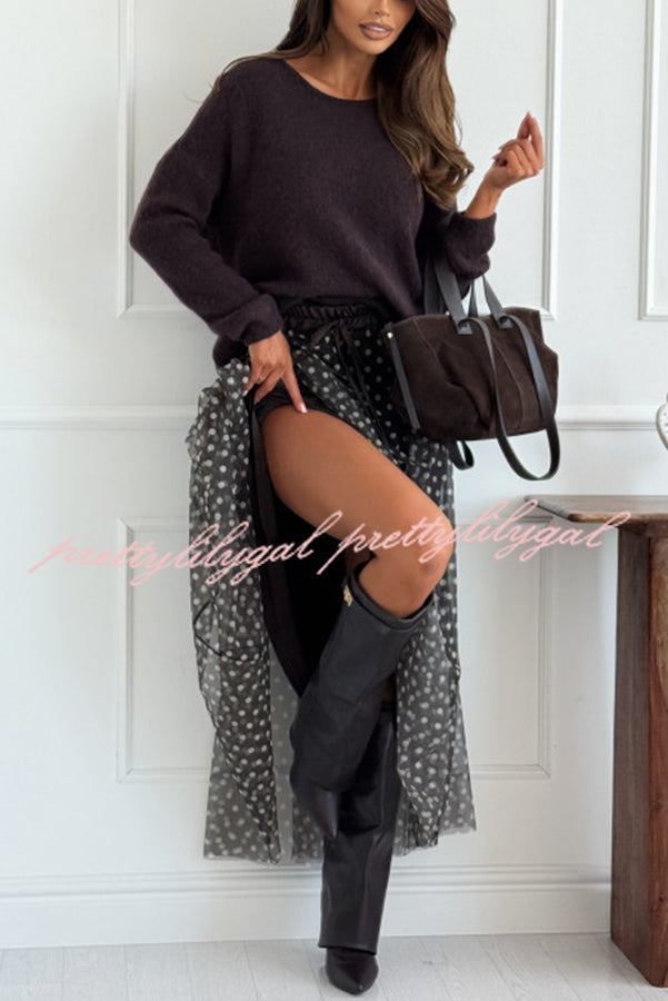 Timeless Treasures Tulle Polka Dot High Rise Elastic Waist Maxi Skirt