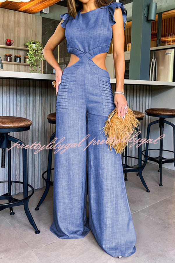 Hidden Zipper Loose High Rise Wide Leg Jumpsuit