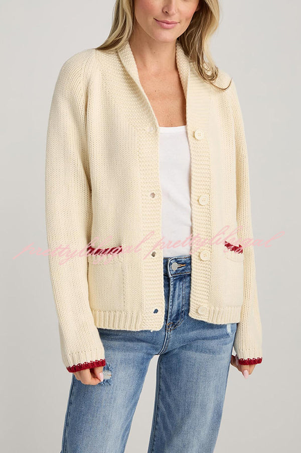 Fashion Lobster Pattern Casual Long Sleeve Knit Cardigan