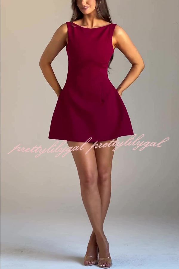 Cosmopolitan Chic High Neck Scoop Back Bubble-shaped Mini Dress