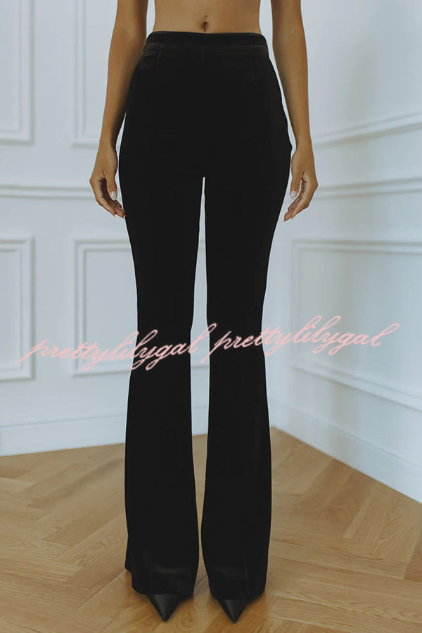 Delicate Daze Velvet High Rise Elastic Waist Flare Pants