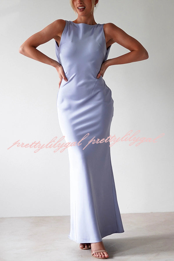 Solid Color Sexy Backless Lace-up Elegant Slim Maxi Dress