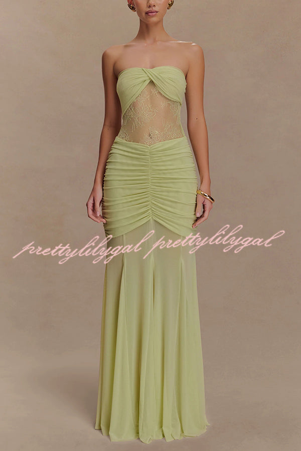 Fashion Lace Splicing Sexy Sleeveless Off-shoulder Slim Maxi Dress