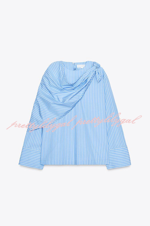 Meliora Striped Multi Position Scarf Long Sleeve H-line Shirt