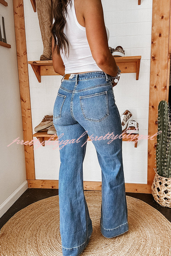 Fashion Stretch Pocket Casual Straight Jeans