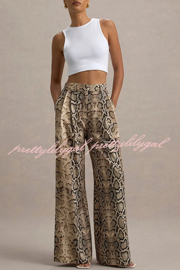 Hurley Ombre Snake Print Elastic Waist Pocketed Wide Leg Pants