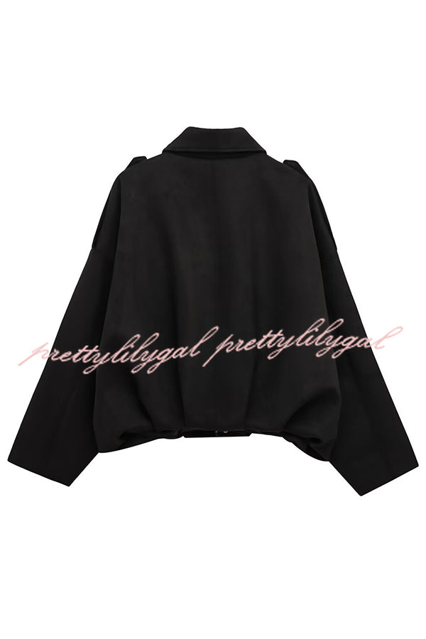 Fashion Lapel Long-sleeved Casual Bomber Jacket