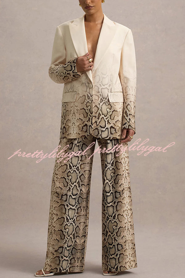 Hurley Ombre Snake Print Elastic Waist Pocketed Wide Leg Pants