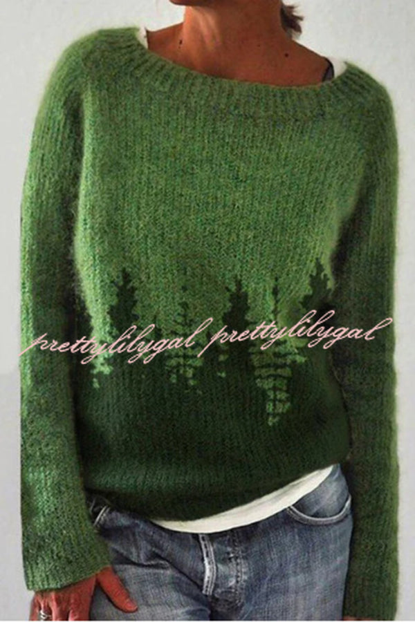 Crew Neck Color Block Long Sleeve Pullover Sweater