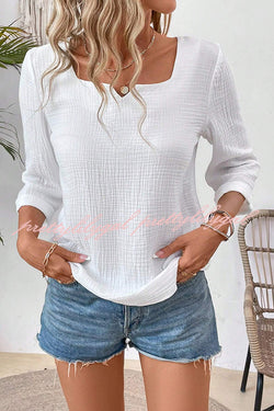 Simple Casual V-neck Mid-length Sleeve Loose Top