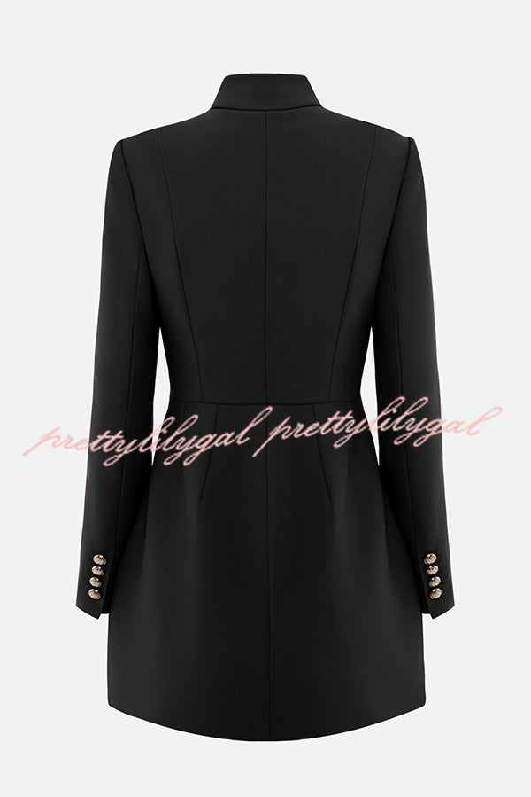 Elegant Long-sleeved Hollowed-out Button-down Slim-fit Mini Dress