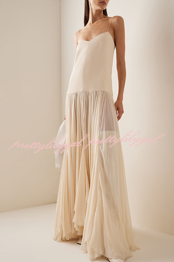 Resort Style Sexy Suspender Backless Large Hem Maxi Dress