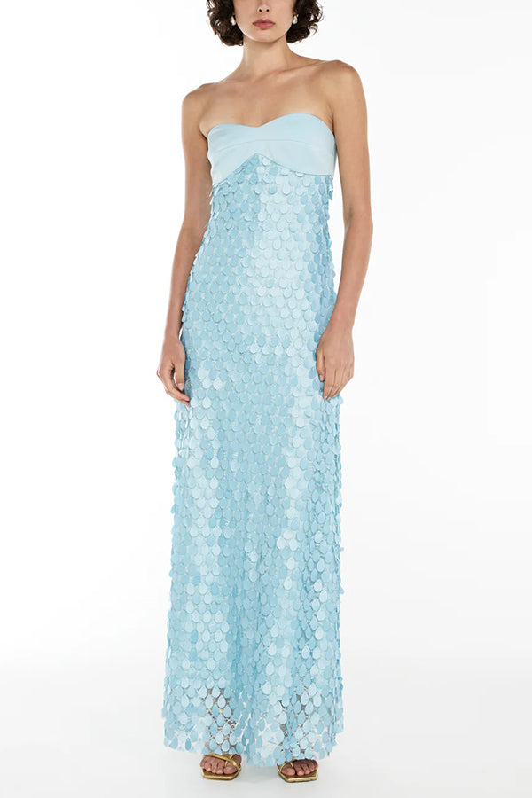 Fashionable Sequined Sexy Off-shoulder Backless Slim Maxi Dress