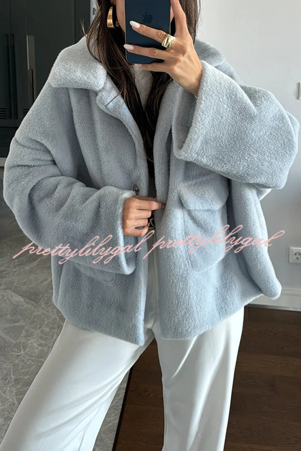 Fashion Lapel Long Sleeve Loose Furry Coat