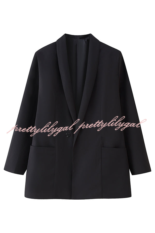 Solid Color Lapel Long Sleeve Casual Pocket Long Blazer