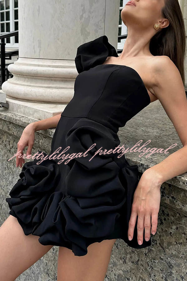 Delightful and Elegant Vibe Off Shoulder Flounce Bottom Mini Dress