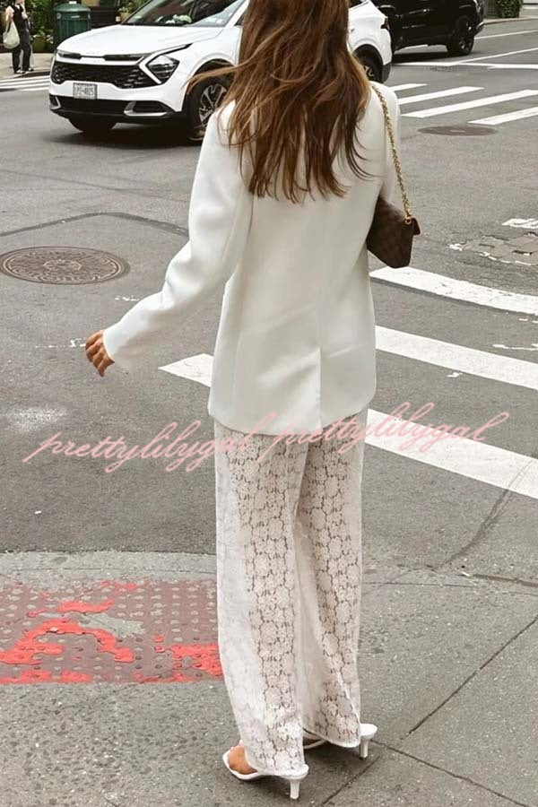 Budding Romance Floral Lace Elastic Waist Wide Leg Pants