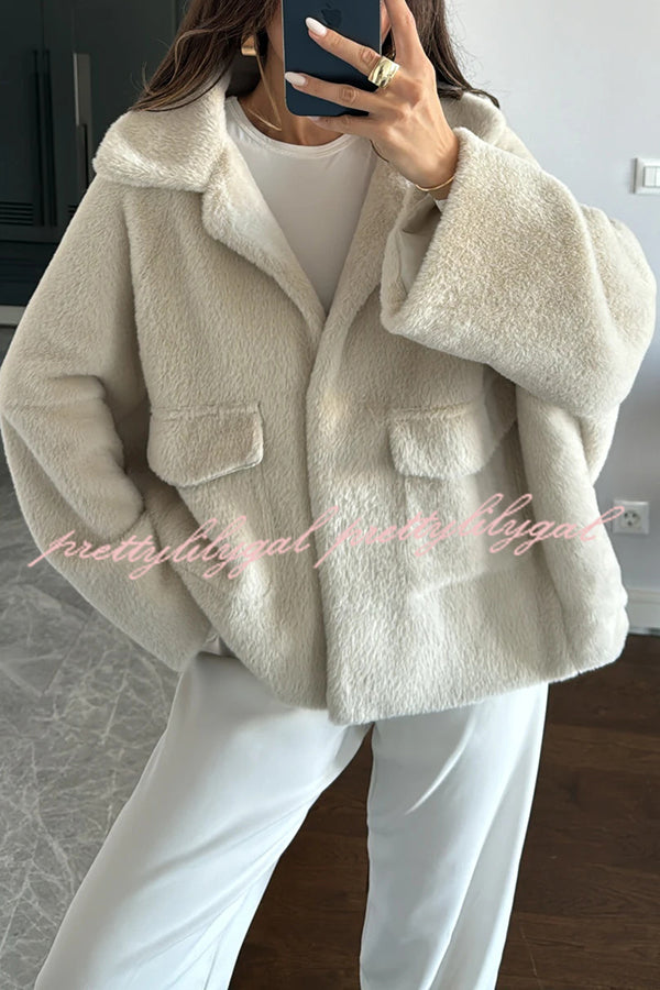 Fashion Lapel Long Sleeve Loose Furry Coat