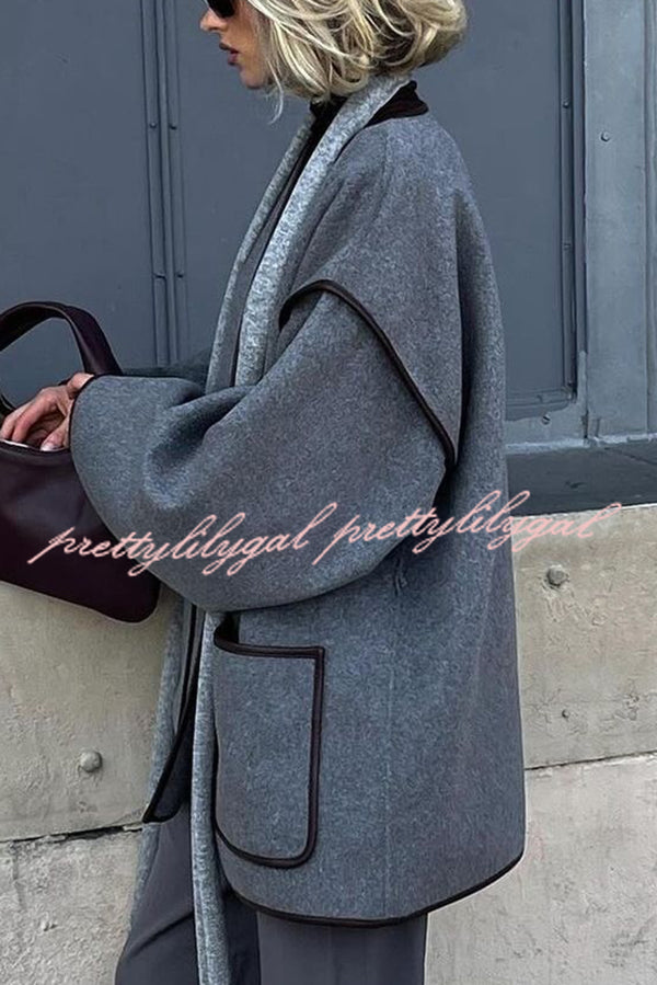 Comfort Is Luxury Wool Blend Tie-up  Pocket Oversized Blanket Coat