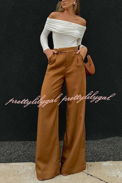 Solid Color Casual Pocket Loose Wide-leg Pants