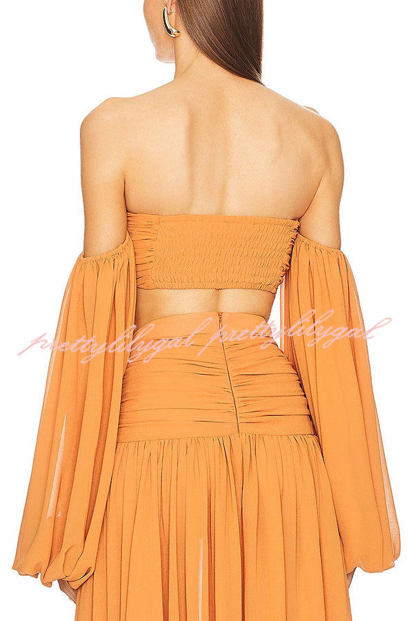 smocked crop top off the shoulder