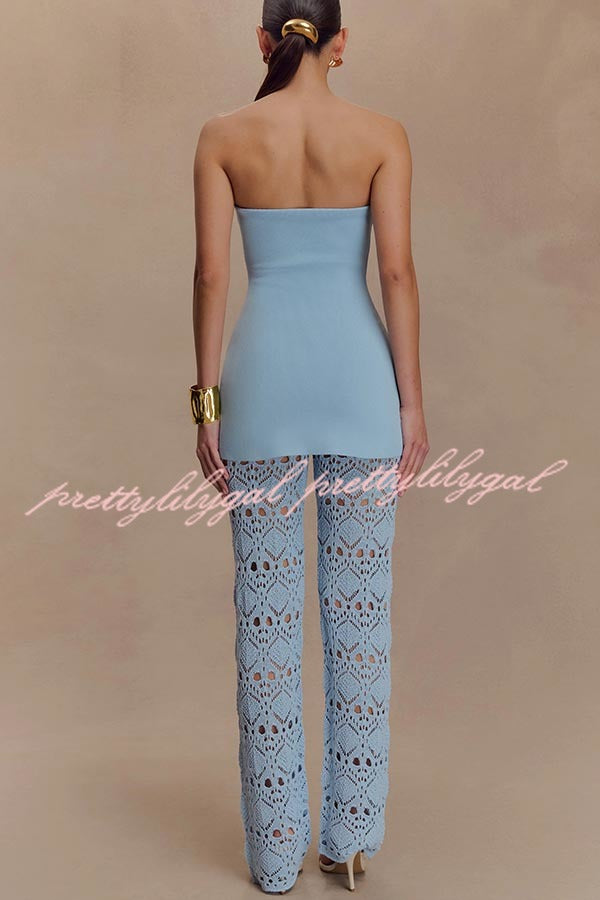 Anette Bandage Knit Strapless Stretch A-line Midi Top