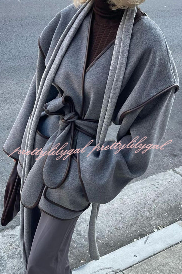 Comfort Is Luxury Wool Blend Tie-up  Pocket Oversized Blanket Coat