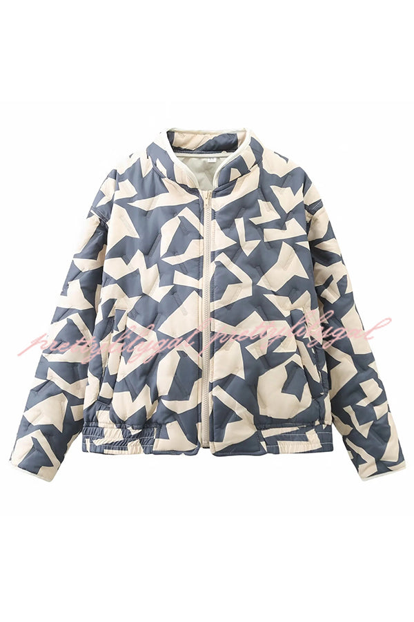 Chrissa Unique Printed Casual Long Sleeve Pocket Cotton Jacket