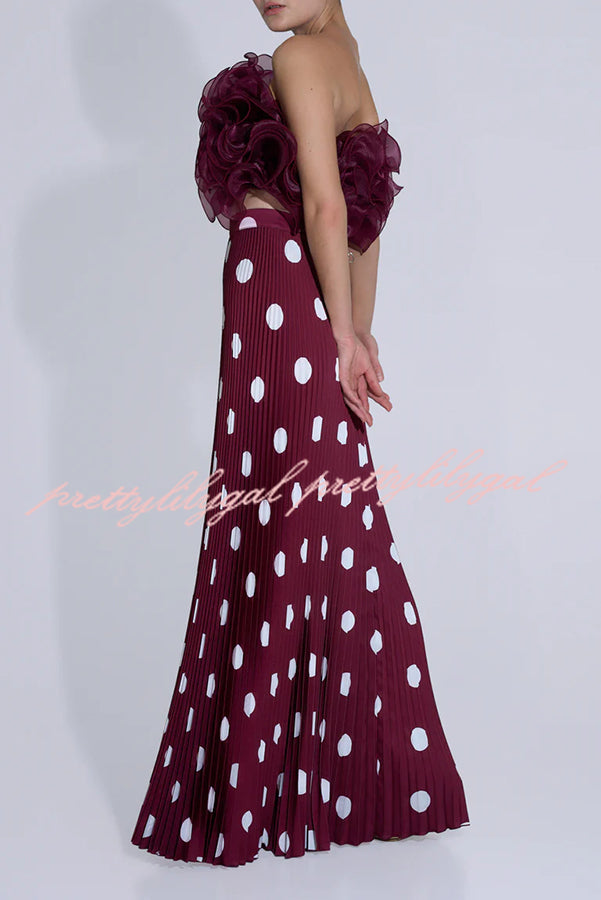 Eye-catching Organza Multi-layer Petal Ruffles Details Strapless Tank