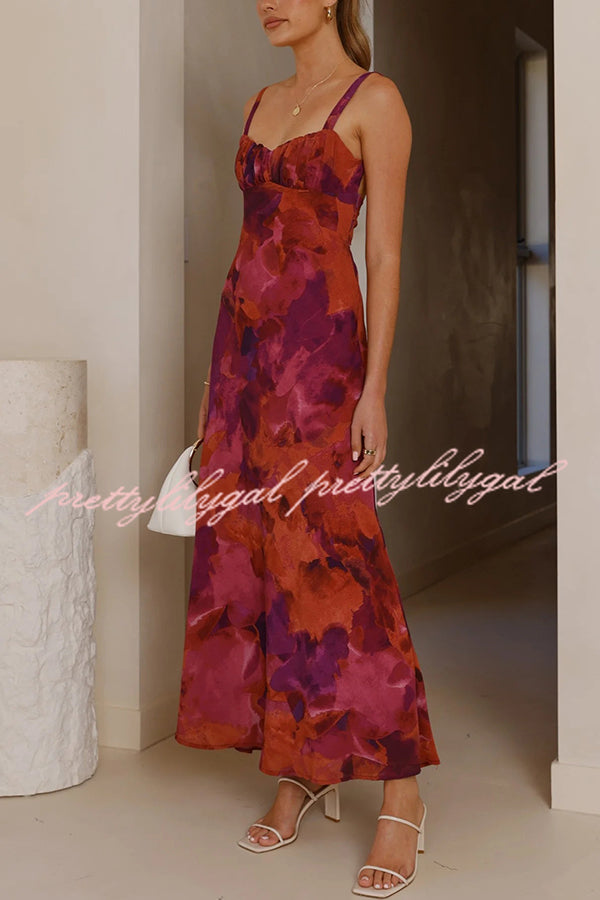Fashion Tie-dye Backless Suspender Holiday Maxi Dress