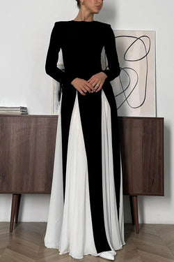 Getting Glam and Elegant Panelled Tulle Long Sleeve A-line Maxi Dress