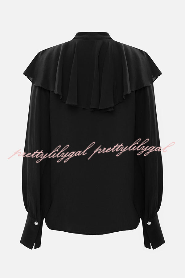 Court-style Draped Ruffled Elegant Chiffon Blouse