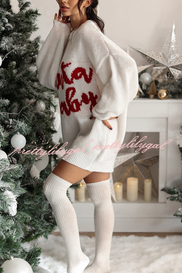 Santa Baby Loose-fitting Long-sleeved Mid-length Knit Sweater