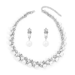 Elegant Baroque Alloy Necklace and Simple Pearl Earrings Jewelry Set