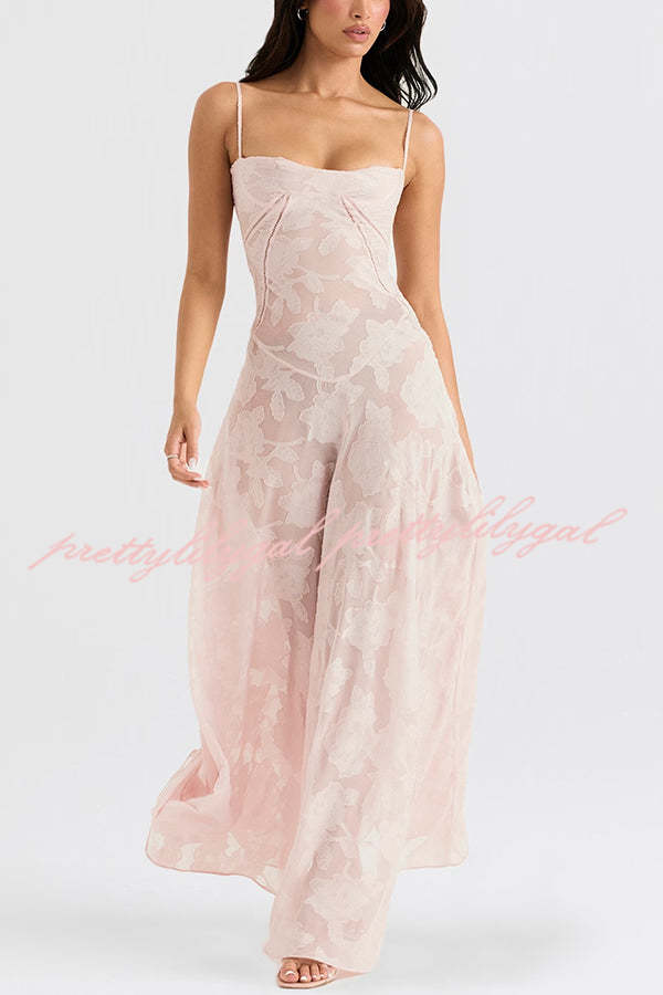 Fashion Sexy Suspenders See-through Holiday Slim Maxi Dress