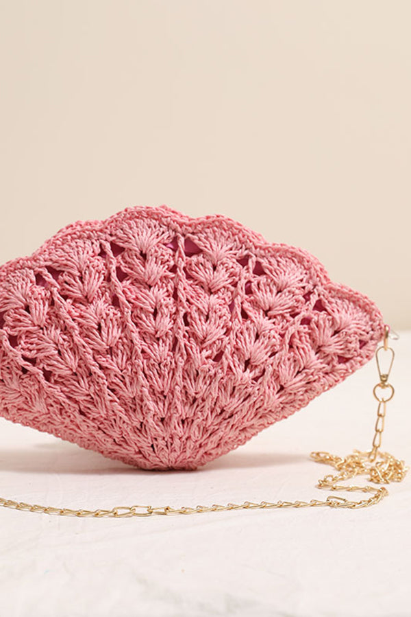 Fairy Shell Hollowed-Out Crossbody Straw Bag