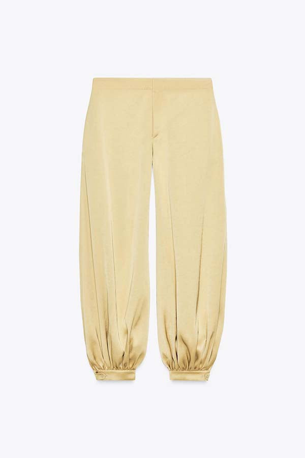 City Phantom Satin High Rise Pocket Aladdin Bloomers Pants