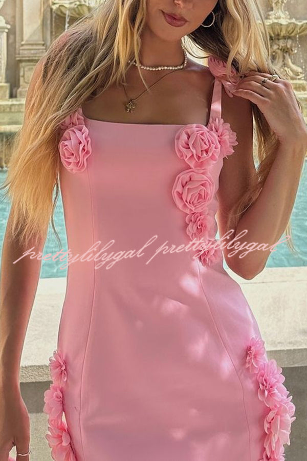 Three-dimensional Flower Sexy Suspender Slim Mini Dress