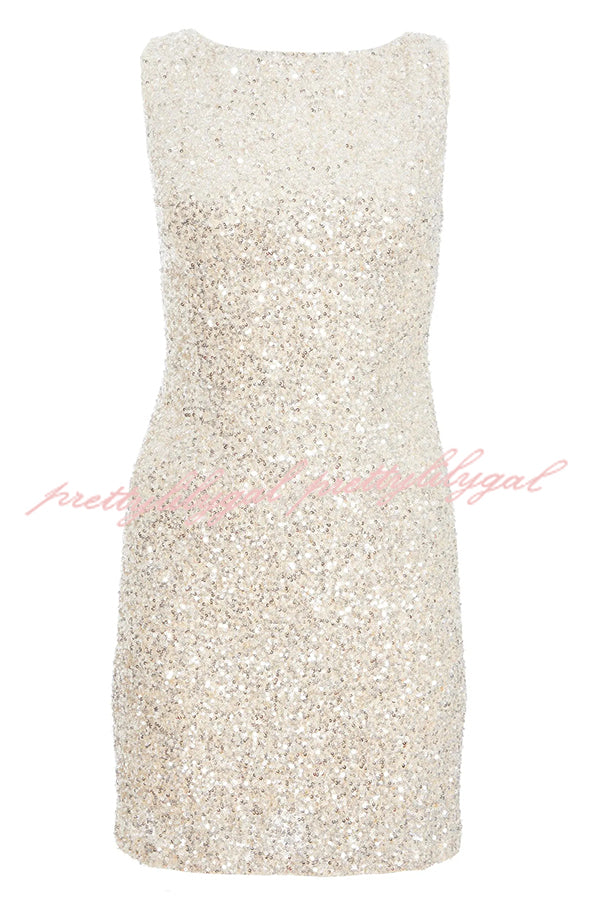 Party Time Starts Sequin Back Velevt Bow Detail Stretch Mini Dress