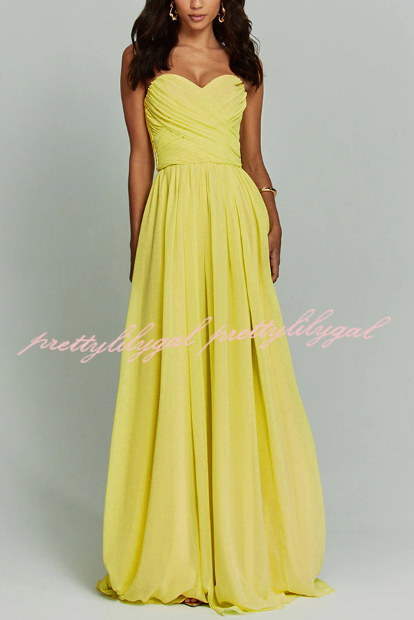 Romantic Party Chiffon Off Shoulder Sweetheart Neck Ruched Cape Maxi Dress