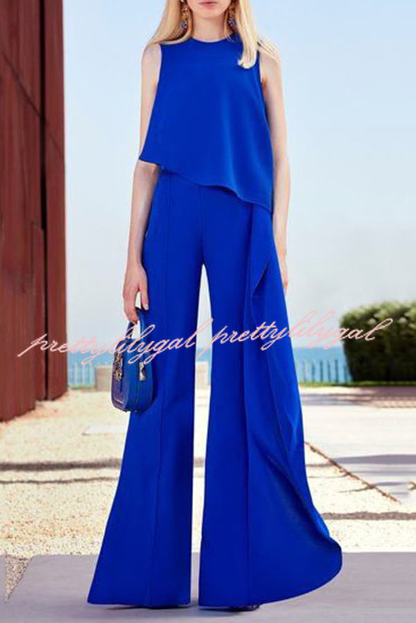 Amazing Views Irregular Hem Wide Leg Formal Party Jumpsuit