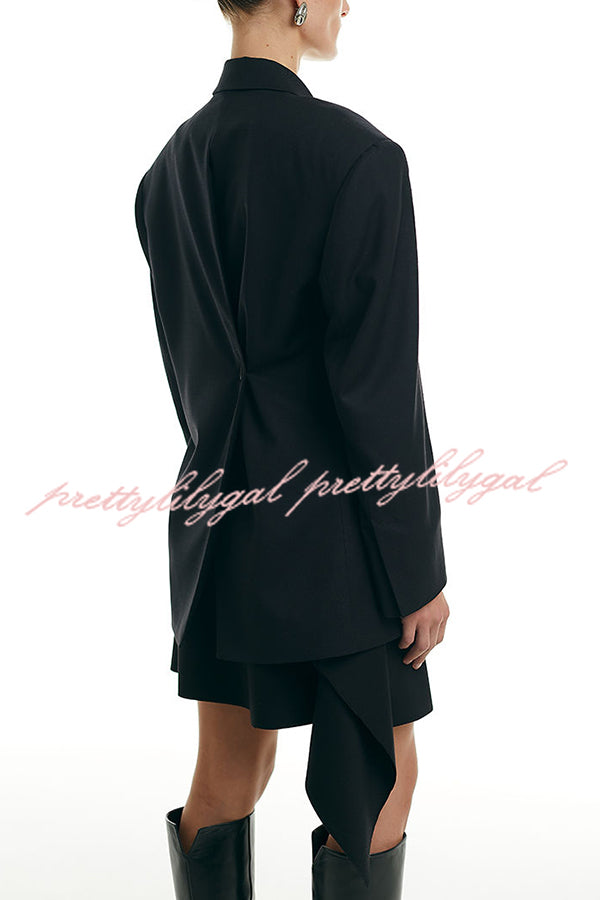 Urban Charm Shoulder Pads Asymmetrical Back Button Lapel Oversized Blazer